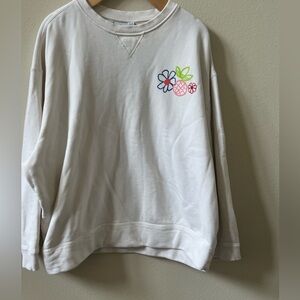 Adidas Cream Sweatshirt with Logo Embroidery